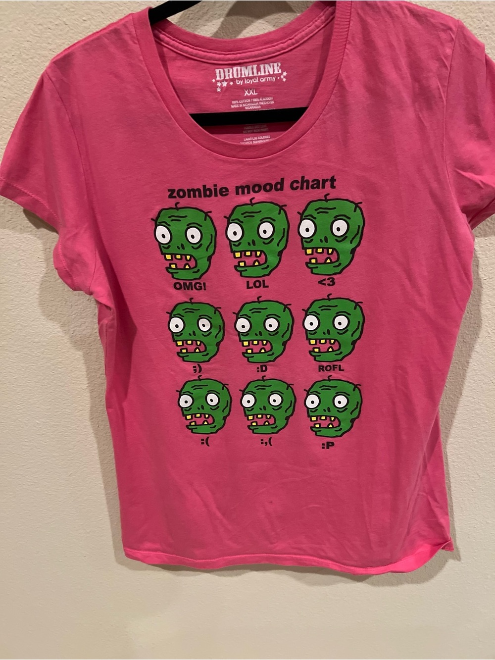 Pink 'Zombie Mood Chart' Short Sleeve Graphic Tee